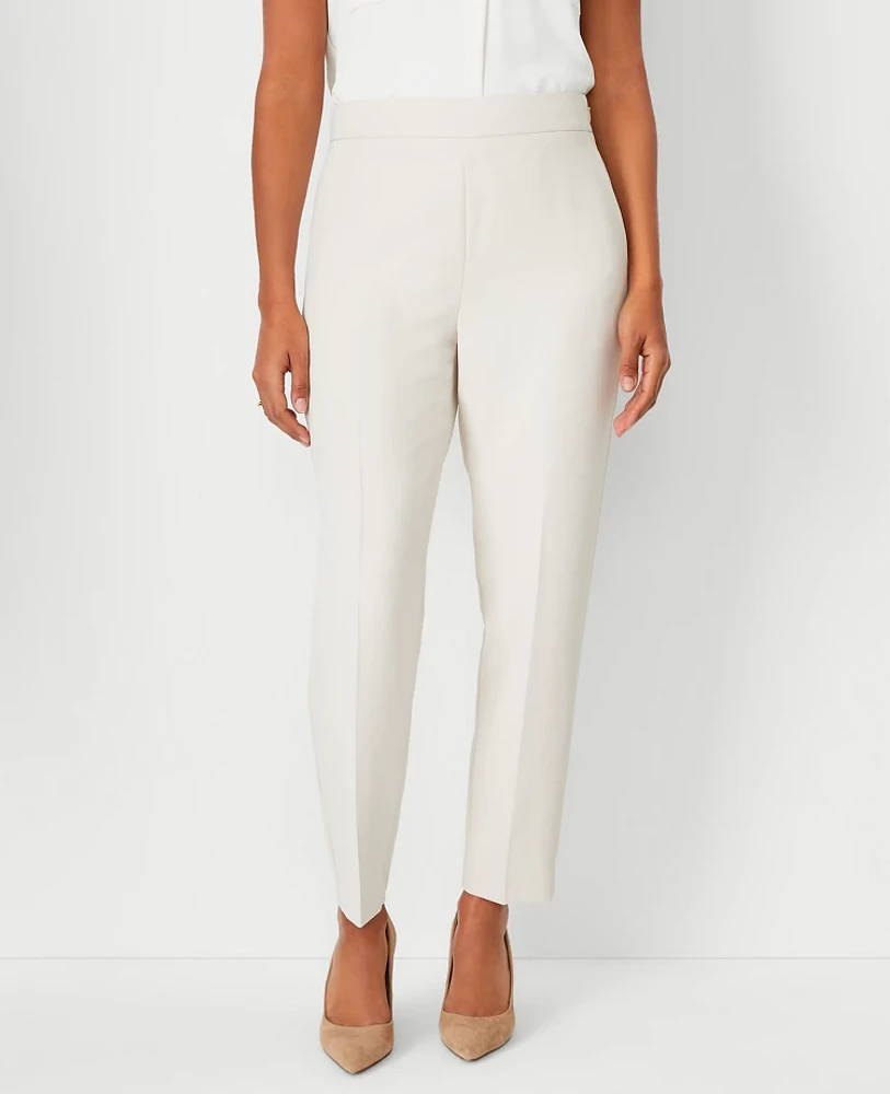 Ann Taylor The Side Zip Ankle Pant Fluid Crepe - Curvy Fit Ivory Whisper Women's