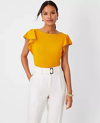 Bobble Flounce Sleeve Top