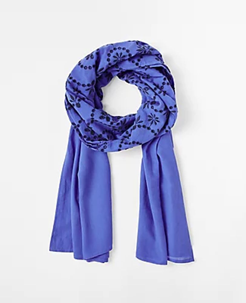 Ann Taylor Embroidered Floral Scarf