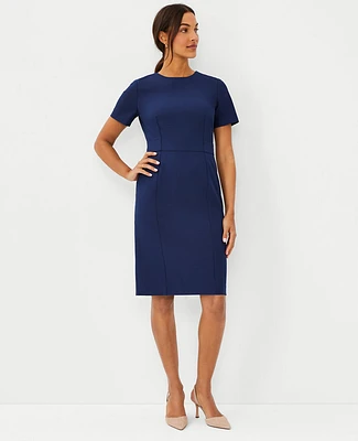 Ann Taylor The Petite Short Sleeve Sheath Dress Bi-Stretch