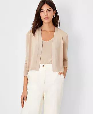 Ann Taylor Silky Cropped Open Cardigan