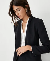 Ann Taylor The Petite Long Collarless Blazer Fluid Crepe Women's