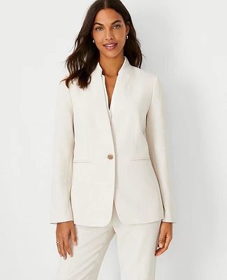 Ann Taylor The Petite Long Collarless Blazer Fluid Crepe Women's