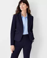 Ann Taylor The Petite One Button Blazer Stretch Cotton