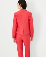 Ann Taylor The Petite One Button Blazer in Stretch Cotton Size 0 Red Coral Women's