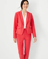 Ann Taylor The Petite One Button Blazer in Stretch Cotton Size 0 Red Coral Women's