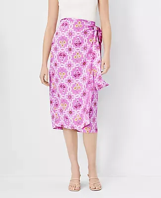 Ann Taylor Petite Tile Print Sarong Pencil Skirt