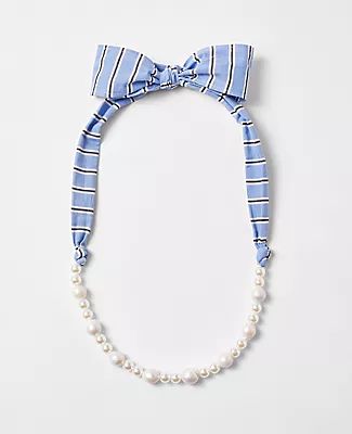 Ann Taylor Freshwater Pearl Striped Bow Necklace