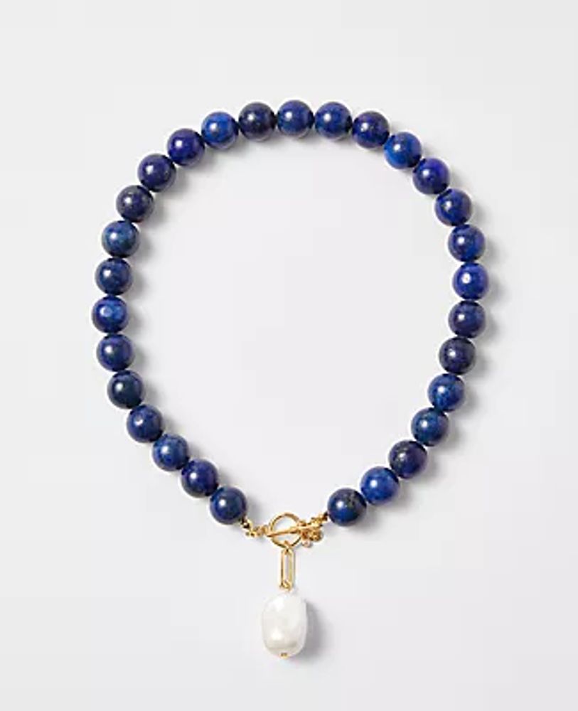 Ann Taylor Marbleized Beaded Statement Necklace