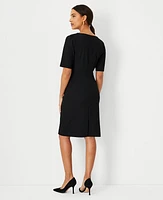 Ann Taylor The Elbow Sleeve Square Neck Dress Seasonless Stretch