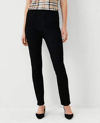 Ann Taylor Petite Curvy Sculpting Pocket High Rise Skinny Jeans in Jet Black Wash Size 00 Women's