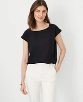 Ann Taylor Boatneck Top Black Women's