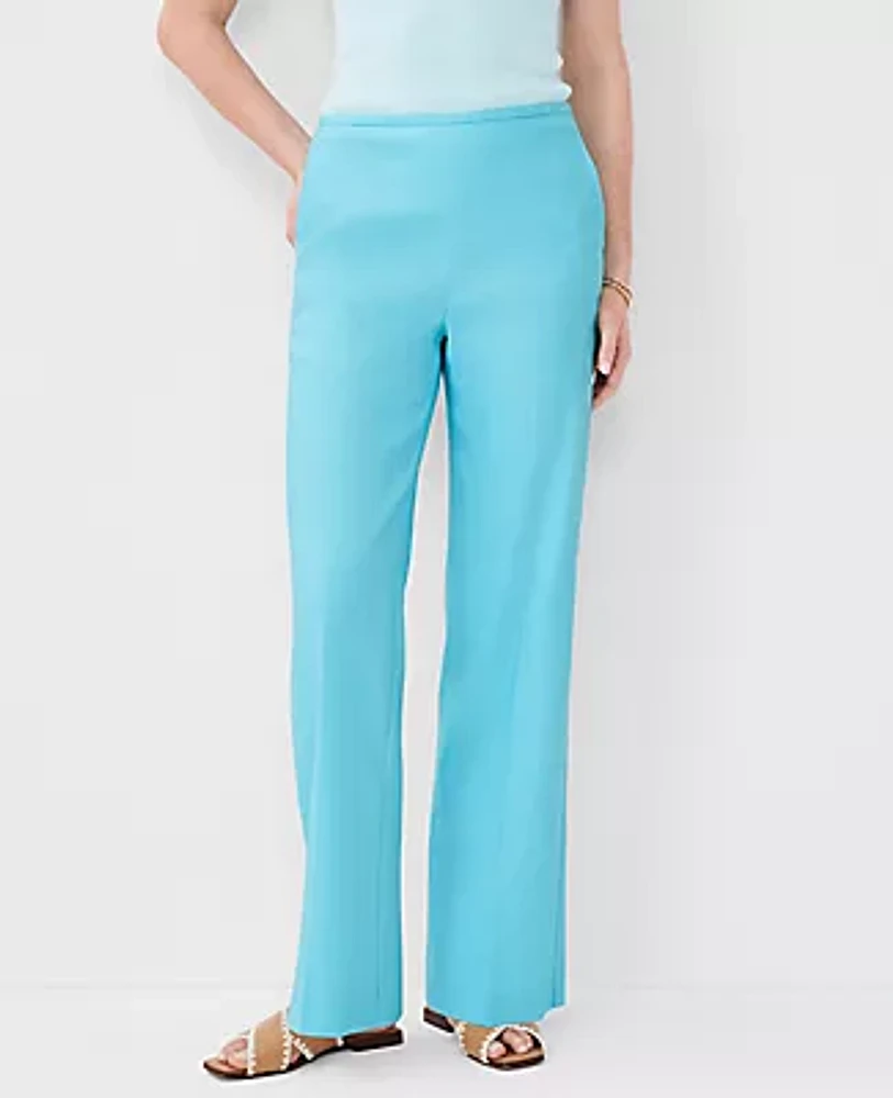 Ann Taylor The Side Zip Straight Pant Linen Blend - Curvy Fit