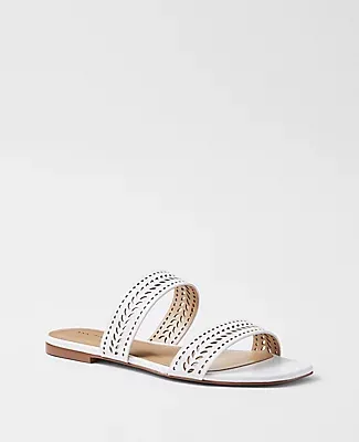 Ann Taylor Perforated Leather Slide Sandals