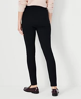 Ann Taylor The Petite Seamed Side Zip Legging Pebbled Faux Leather Ponte Black Women's