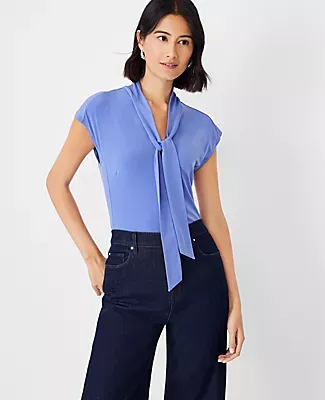Ann Taylor Petite Tie Neck Top