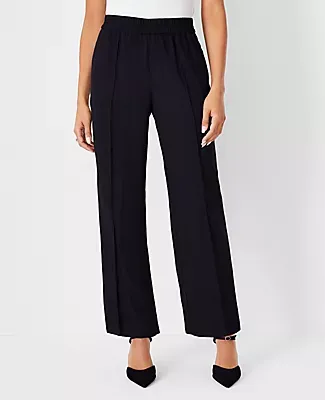 Ann Taylor The Petite Pintucked Easy Straight Ankle Pant Crepe