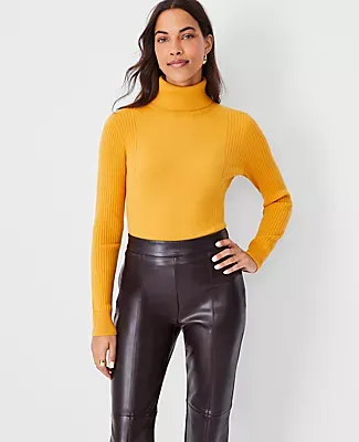 Ann Taylor Petite Mixed Ribbed Turtleneck Sweater