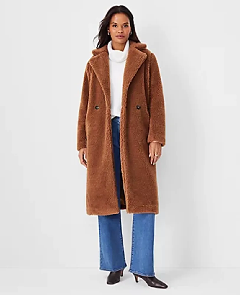Ann Taylor Petite Sherpa Double Breasted Coat