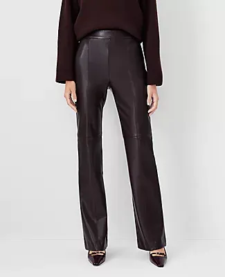 Ann Taylor The Petite Seamed Side Zip Trouser Pant in Faux Leather
