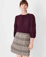 Ann Taylor Petite Mixed Media Pleated Top