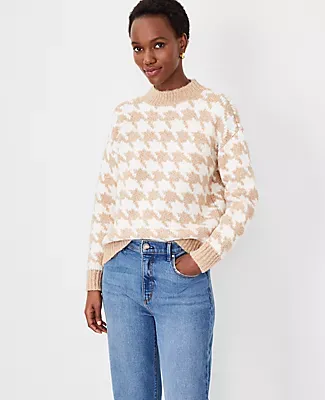 Ann Taylor Petite Houndstooth Wedge Sweater
