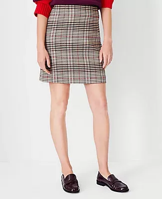 Ann Taylor Petite Plaid A-Line Skirt