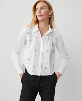 Ann Taylor Crystal Button Down Shirt Size XL White Women's