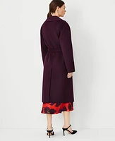 Ann Taylor Petite Doubleface Belted Blanket Coat Vineyard Grape Women's