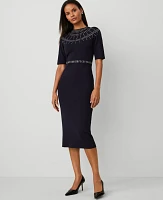 Ann Taylor Embellished Mock Neck Sweater Dress Night Sky Women's