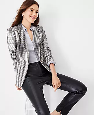 Ann Taylor The Petite Hutton Blazer in Brushed Houndstooth Wool Blend