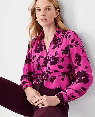Ann Taylor Petite Floral Camp Shirt