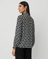 Ann Taylor Geo Mock-Neck Top Black Women's