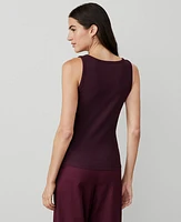 Ann Taylor AT Weekend Ribbed Pima Cotton Henley Plum Rose Women's