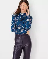 Ann Taylor Floral Long Sleeve Turtleneck Top