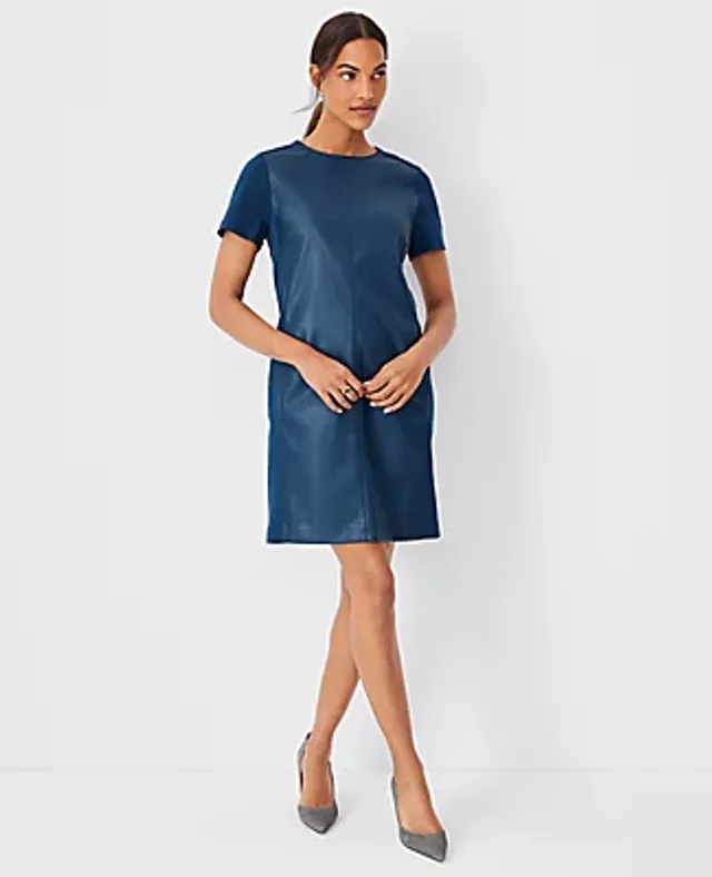 Ann Taylor Petite Faux Leather Sheath Dress