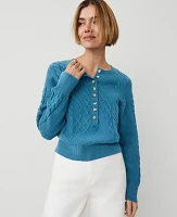 Ann Taylor Weekend Collection Cable Henley Sweater Women's