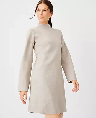 Ann Taylor Petite Shimmer Mock Neck Shift Sweater Dress