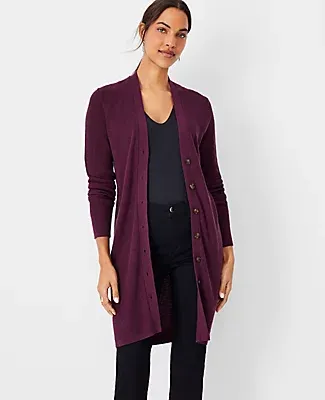 Ann Taylor Ribbed V-Neck Cardigan