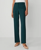 Ann Taylor The Petite Straight Pant in Fluid Crepe Size 8 Deep Slate Green Women's