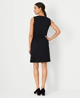 Ann Taylor The Belted A-Line Dress Double Knit Black Women's