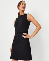 Ann Taylor The Petite Belted A-Line Dress Double Knit Black Women's