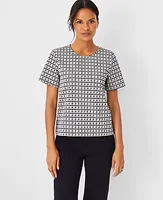 Ann Taylor Petite Houndstooth Crew Neck Tee