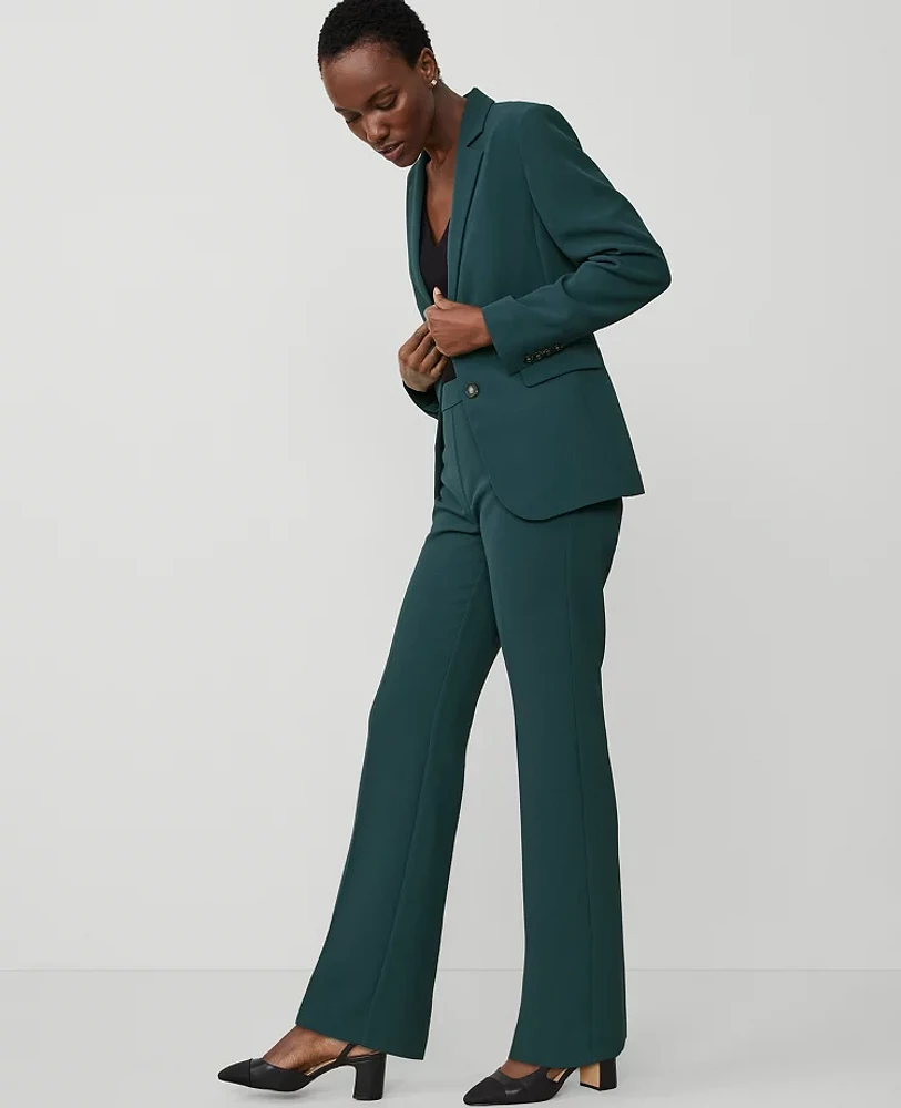 Ann Taylor The Petite Trouser Pant Fluid Crepe Deep Slate Green Women's