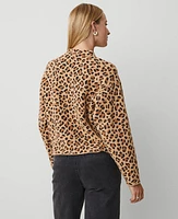 Ann Taylor Leopard Jacquard Sweater Tan Women's