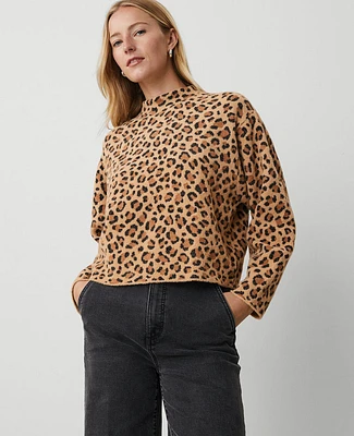 Ann Taylor Leopard Jacquard Sweater Tan Women's