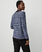 Ann Taylor Shimmer Tweed Sweater Jacket Blue Multi Women's