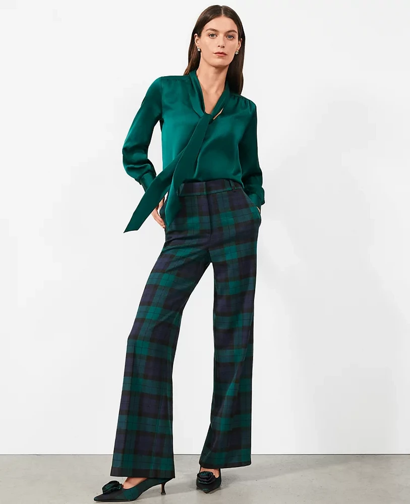 Ann Taylor The Perfect Wide-Leg Pant Tartan Rainforest Women's