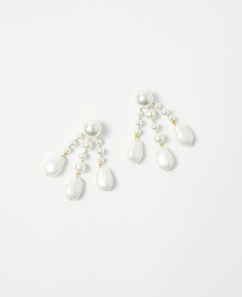 Ann Taylor Pearlized Triple Row Drop Earrings Ivory Women's