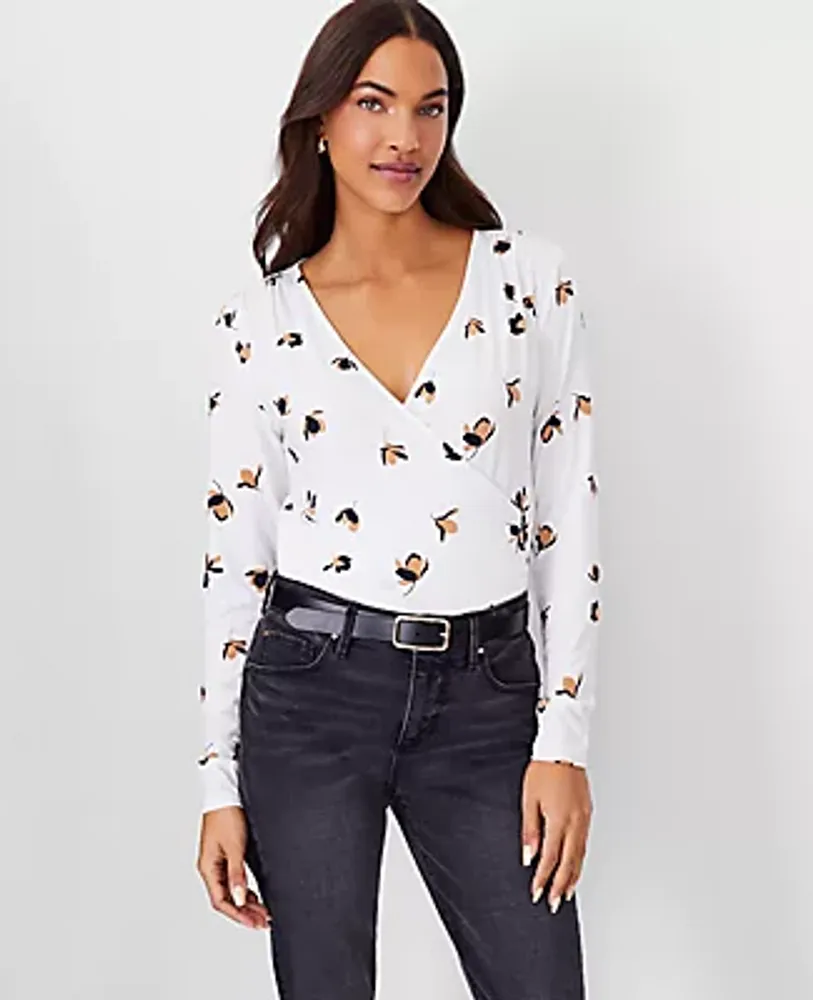 Floral shirred top